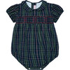 Baby Navy Tartan Dolores Hand-Smocked Romper - Rompers - 1 - thumbnail