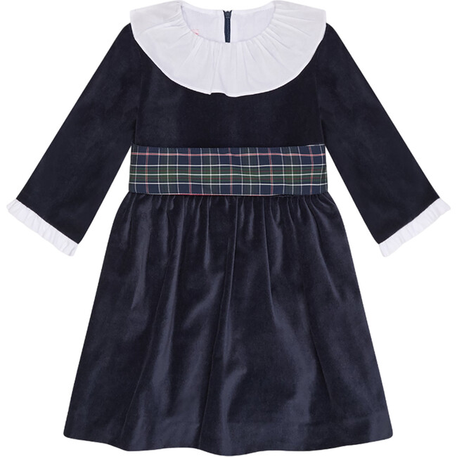 Navy Nola Velvet Girl Dress