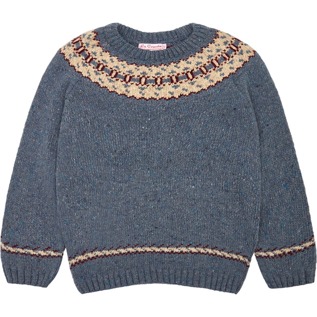 Dusty Blue Merino Fair Isle Kids Sweater