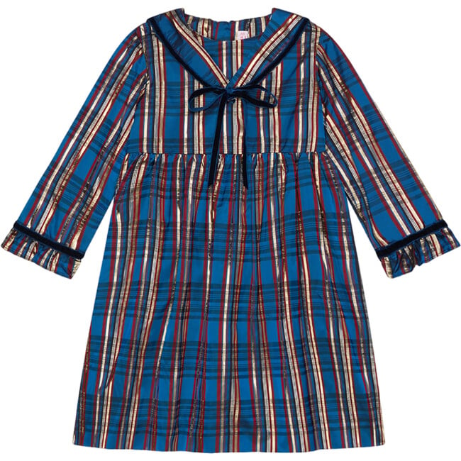 Blue Tartan Mierya Taffeta Girl A-Line Dress