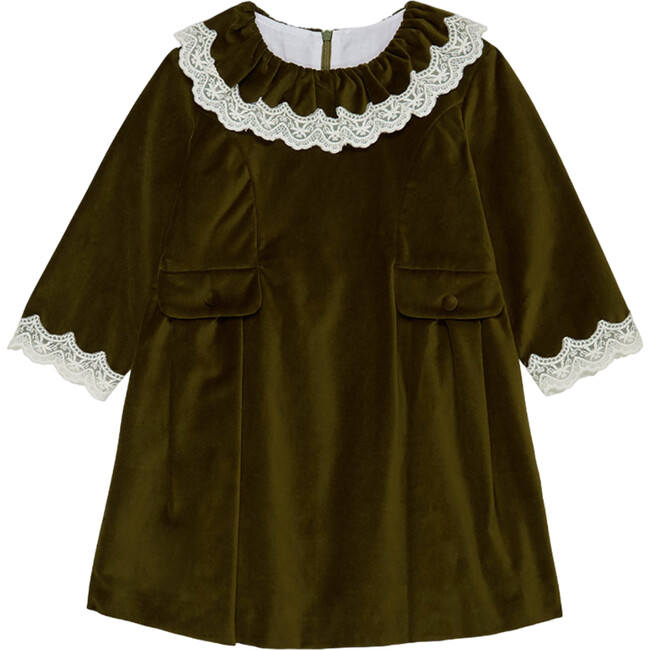 Olive Maranta Velvet Girl Dress