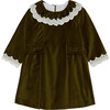 Olive Maranta Velvet Girl Dress - Dresses - 1 - thumbnail