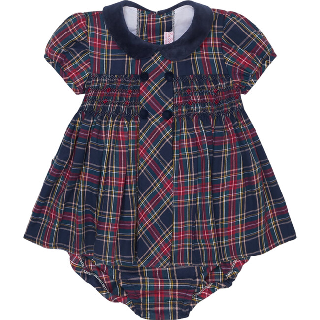 Baby Navy Tartan Arcadia Hand-Smocked Set