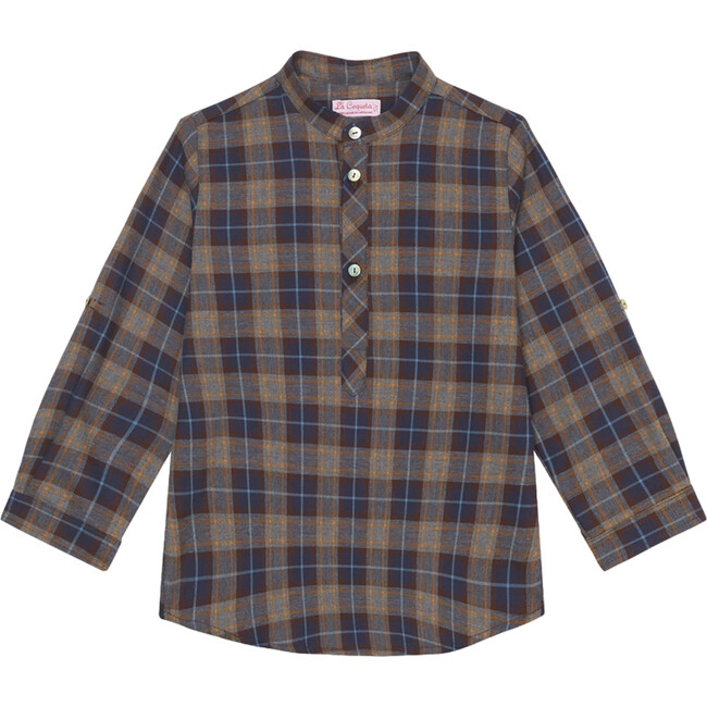 Blue Check Mateo Long Sleeve Boy Shirt - Shirts - 1