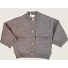 Merino Wool Baby Cardigan, Heather Brown - Cardigans - 1 - thumbnail