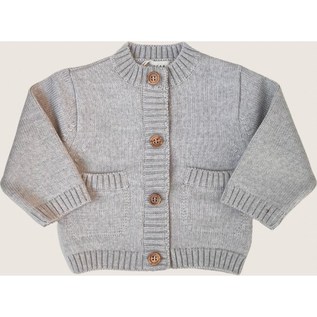 Merino Wool Baby Cardigan, Light Heather Gray