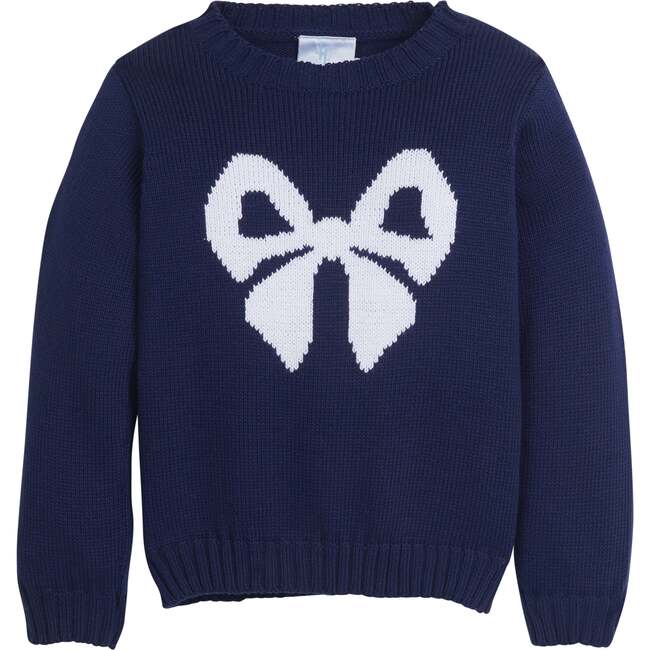 Intarsia Sweater, Navy Bow