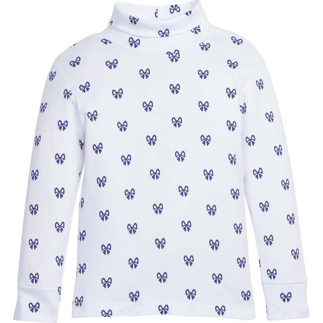 Printed Turtleneck, Navy Bows - Shirts - 1