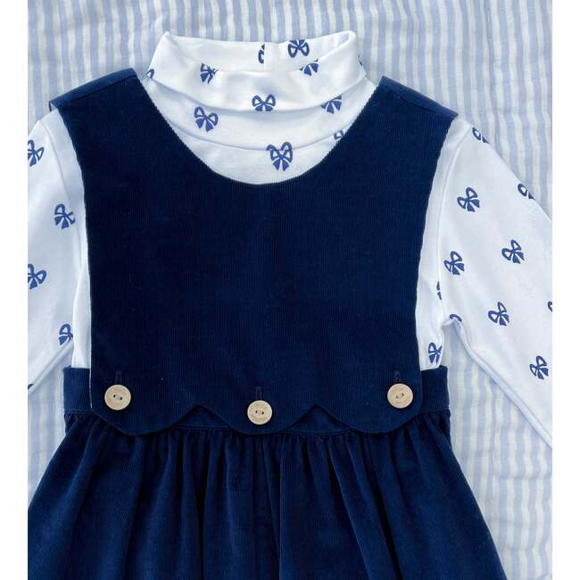 Printed Turtleneck, Navy Bows - Shirts - 2