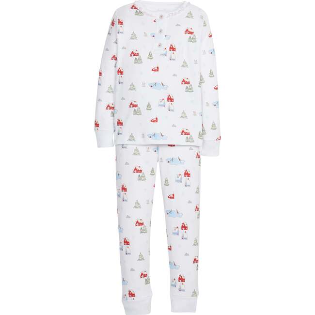 Ruffled Printed Jammies, Christmas Village