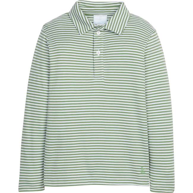 Long Sleeve Polo, Watercress Stripe