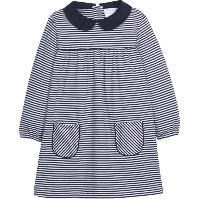 Evelyn Dress, Navy Stripe