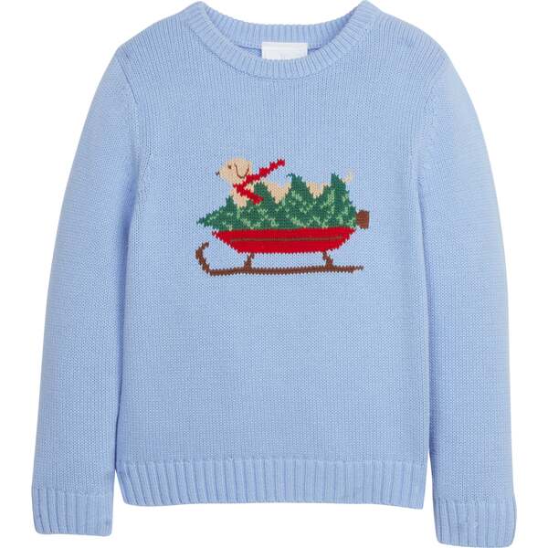 Intarsia C Neck Sweater Evening Blue main image 0