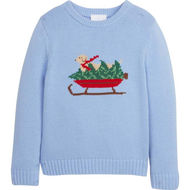 Intarsia Sweater, Blue Holiday Lab