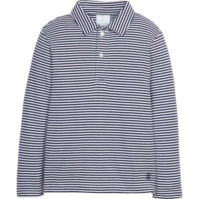 Long Sleeve Polo, Navy Stripe