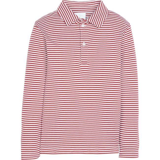 Long Sleeve Polo, Maroon Stripe - Polo Shirts - 1