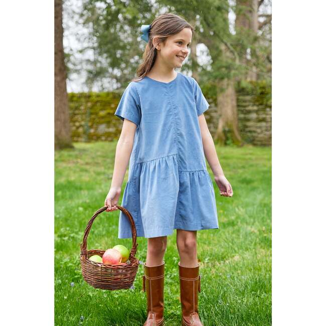Asymmetrical Jillian Dress, Stormy Blue Corduroy - Dresses - 2