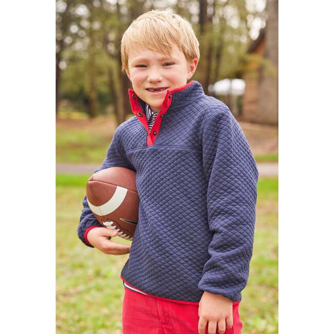 Classic Quilted Pullover, Navy / Red - Sweaters - 2