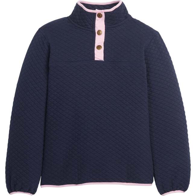 Classic Quilted Pullover, Navy / Light Pink