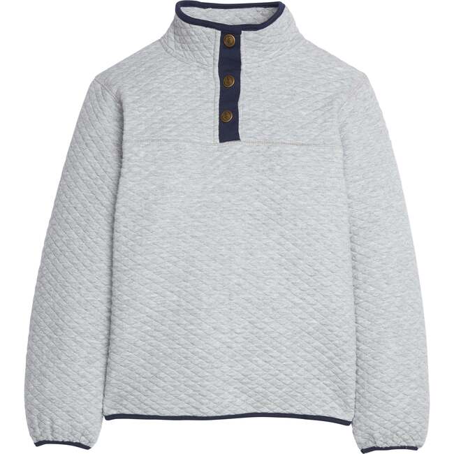 Classic Quilted Pullover, Gray / Navy