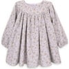 Joanne Floral Print Cotton Corduroy Round Neck Long Sleeve Dress, Multicolors - Dresses - 1 - thumbnail