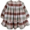 Brighton Plaid Flannel Round Neck Long Sleeve Ruffle Bottom Dress, Multicolors - Dresses - 1 - thumbnail