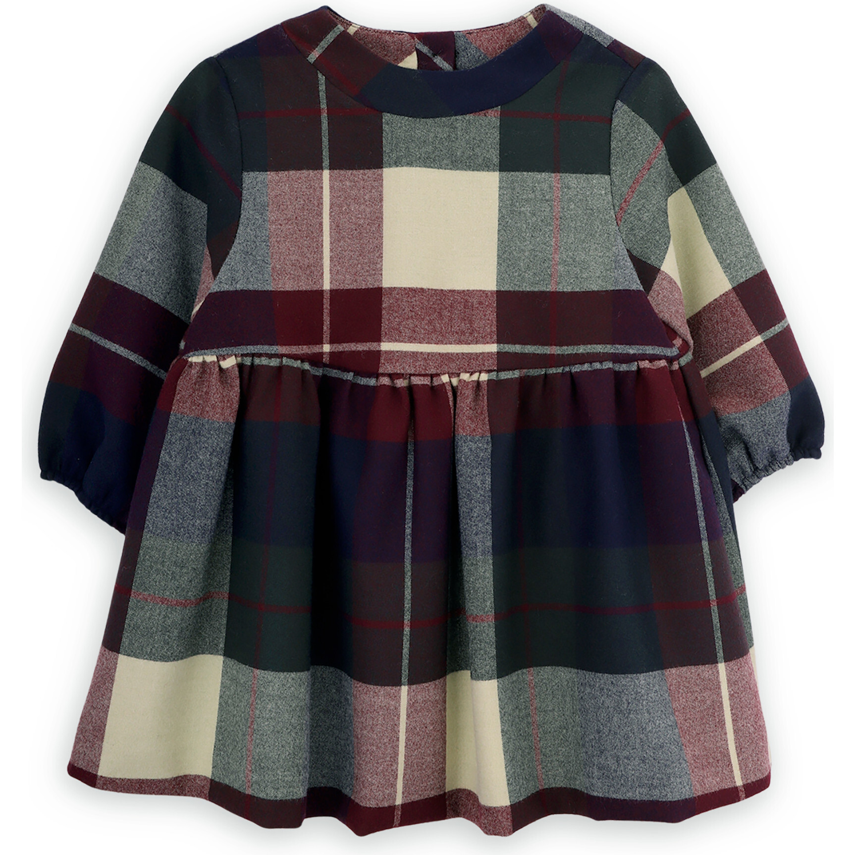 Jackie Plaid Round Neck Long Sleeve Cut Out Waist Dress, Multicolors - Dresses - 1
