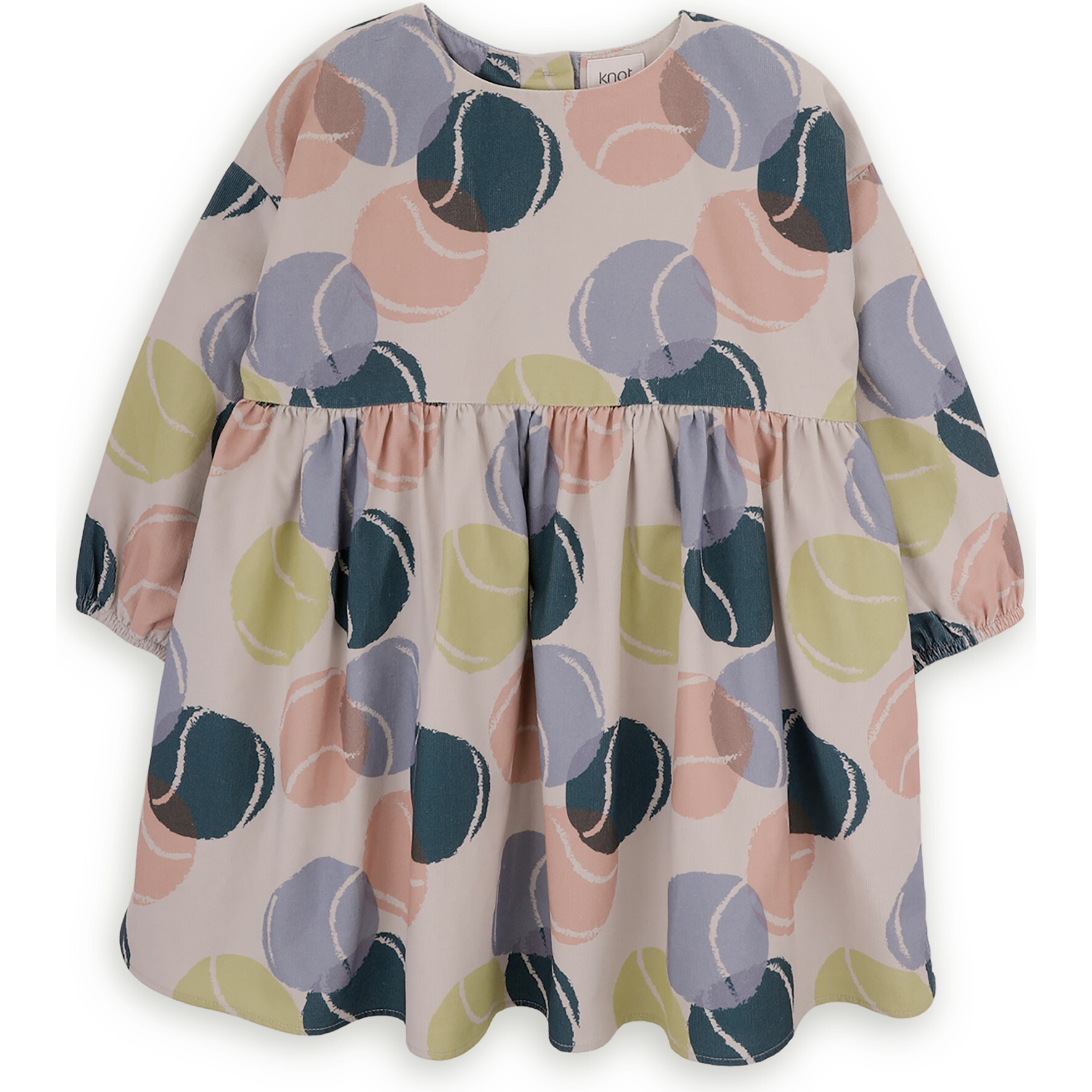 Serena Print Cotton Corduroy Round Neck Long Sleeve Dress, Multicolors - Dresses - 1