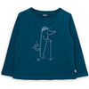 Radical Dog Print Organic Cotton Round Neck Long Sleeve T-Shirt, Blue - T-Shirts - 1 - thumbnail