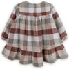 Brighton Plaid Flannel Round Neck Long Sleeve Ruffle Bottom Dress, Multicolors - Dresses - 2