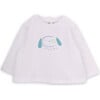 Babys Puppy Print Organic Cotton Ruffle Collar Long Sleeve T-Shirt, White - T-Shirts - 1 - thumbnail