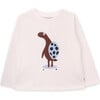 Turtle Print Organic Cotton Round Neck Long Sleeve T-Shirt, White - T-Shirts - 1 - thumbnail