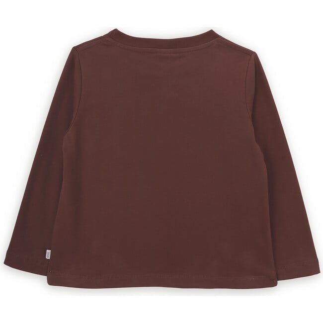 Score Print Organic Cotton Round Neck Long Sleeve T-Shirt, Brown - T-Shirts - 3