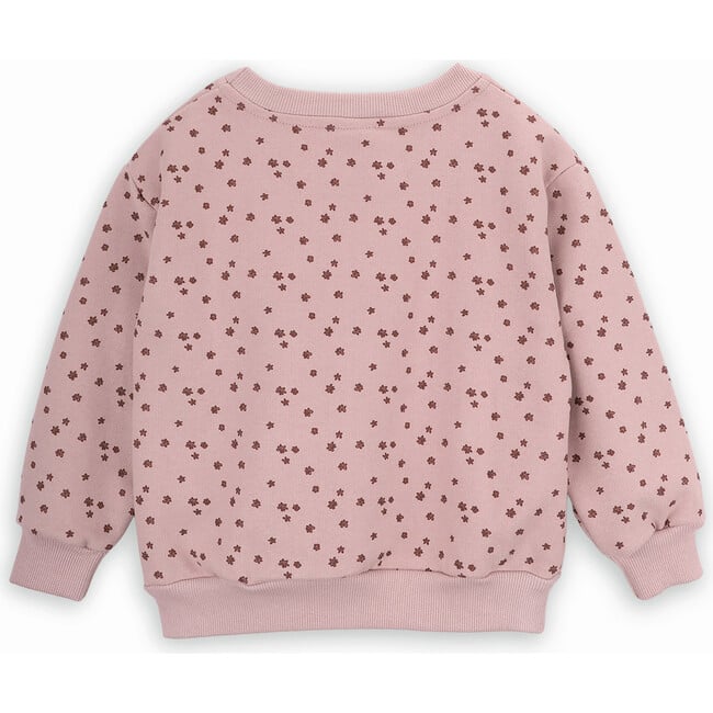 Girls Small Floral Print Cotton Round Neck Long Sleeve Sweatshirt, Pink - Sweatshirts - 3