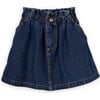 Vanessa Cotton Denim Elastic Waist Nail Button Pocket Skirt, Blue - Skirts - 1 - thumbnail