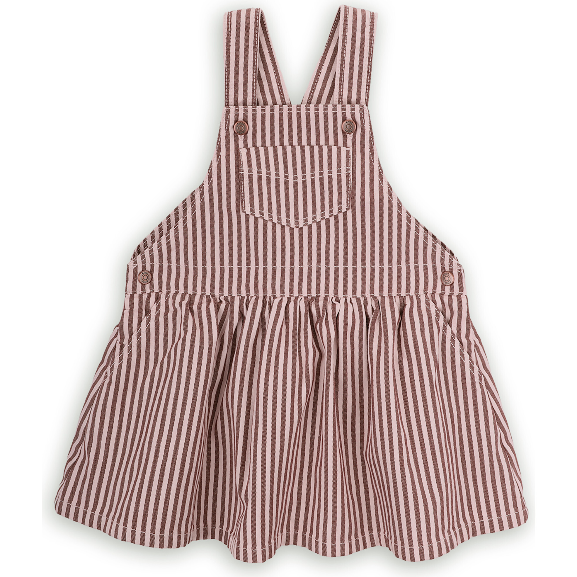 Leticia Striped Cotton Twill Adjustable Straps Sleeveless Pinafore Dress, Pink - Dresses - 1
