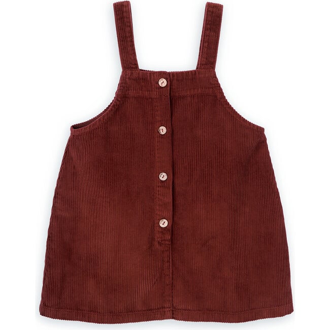 Cinnamon Poppy Cotton Corduroy 2-Back Pocket Pinafore Dress, Brown