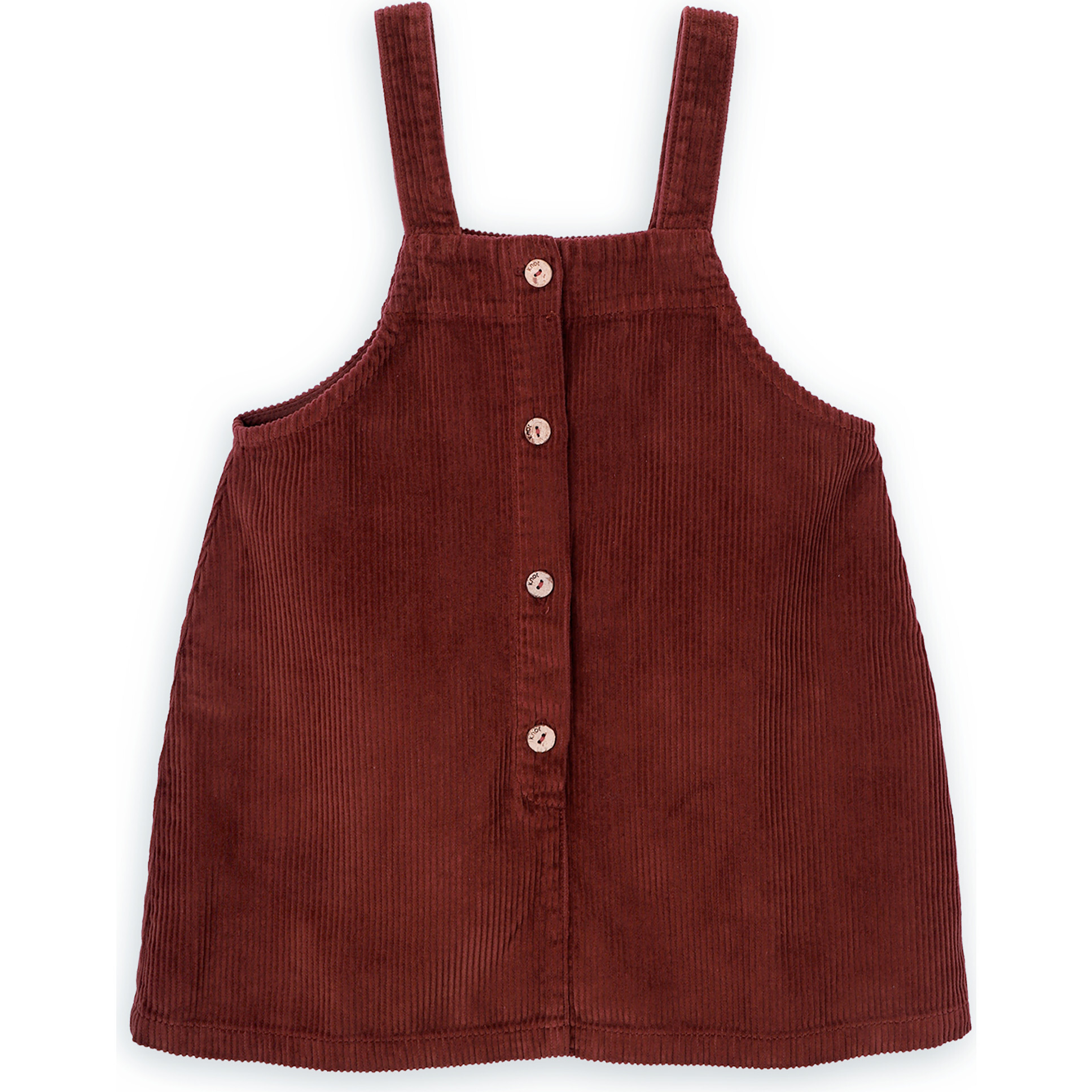 Cinnamon Poppy Cotton Corduroy 2-Back Pocket Pinafore Dress, Brown - Dresses - 1