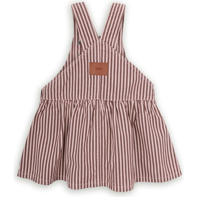 Leticia Striped Cotton Twill Adjustable Straps Sleeveless Pinafore Dress, Pink - Dresses - 3