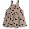 Elena Cotton Corduroy Tennis Balls Print Adjustable Strap Pinafore Dress, Beige - Dresses - 3