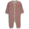 Babys Odell Striped Knit Long Sleeve Hidden Snap Front Button Jumpsuit, Brown - Jumpsuits - 1 - thumbnail