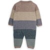 Babys Colorful Mix Striped Knit Long Sleeve Hidden Snap Front Button Jumpsuit, Beige - Jumpsuits - 3