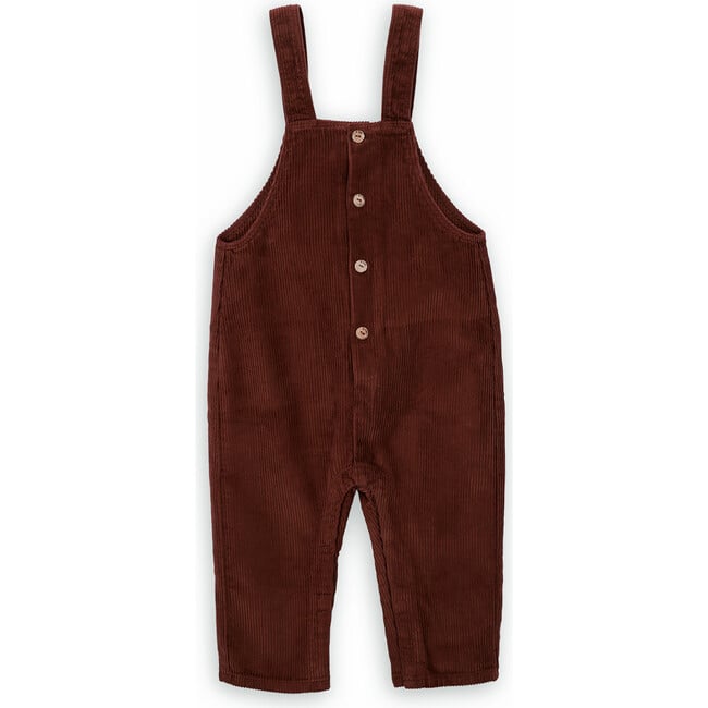 Babys Hendra Cotton Corduroy Adjustable Straps Hidden Snap Jumpsuit, Brown