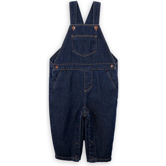 Shawn Cotton Denim Adjustable Straps Hidden Snap Pocket Overalls, Blue