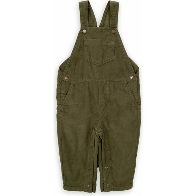 Babys Shawn Cotton Corduroy Adjustable Straps Hidden Snap Pocket Overalls, Green