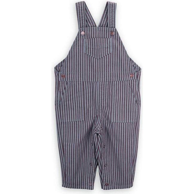 Steve Striped Cotton Twill Adjustable Straps Hidden Snap Pocket Overalls, Multicolors