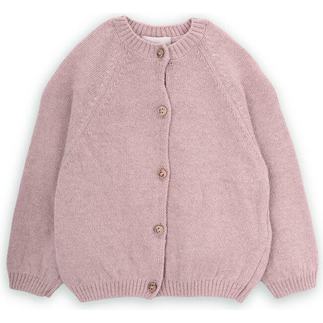 Babys Fay Wool Round Neck Long Sleeve Button-Up Cardigan, Pink