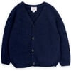 Kobe Wool V-Neck Long Sleeve Button-Up Cardigan, Navy - Cardigans - 1 - thumbnail