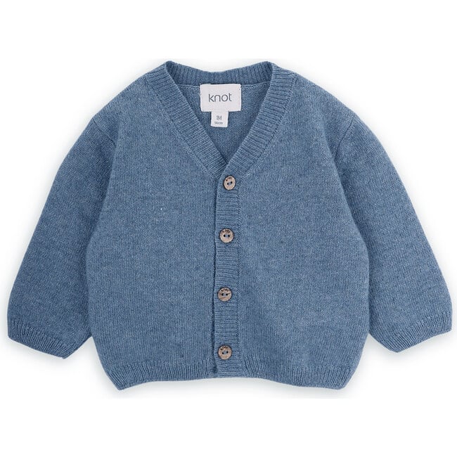 Babys Joss Wool V-Neck Long Sleeve Button-Up Cardigan, Blue