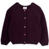 Girls Holly Wool Round Neck Long Sleeve Button-Up Cardigan, Burgundy - Cardigans - 1 - thumbnail